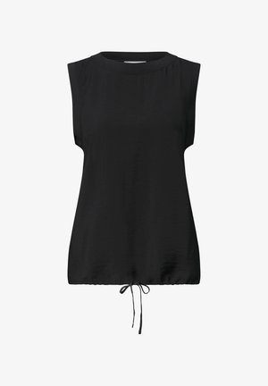 Street One, BLUSENTOP MIT RUNDHALS UND TAPE-DETAIL - Blusa - black