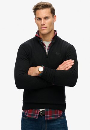 ESSENTIAL EMBROIDERED HALF ZIP - Pullover - black