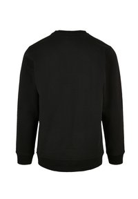 Schwarzer Sweatshirt mit langen Ärmeln, Rundhalsausschnitt, gerippten Bündchen und Saum. Hergestellt aus einem weichen, strukturierten Stoff ohne sichtbare Muster oder Grafiken.