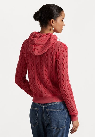 Polo Ralph Lauren CABLE KNIT COTTON FULL ZIP HOODIE - Ζακέτα - red sky