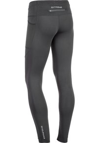 Svarta sportleggings med en ficka med dragkedja och nätpaneler på sidan, "EXTREME" och "ENDURANCE" logotyper synliga.