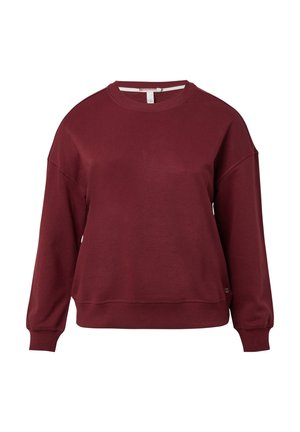Felpa a maniche lunghe color borgogna con collo a giro e polsini e orlo a coste, mostrata su uno sfondo bianco semplice.