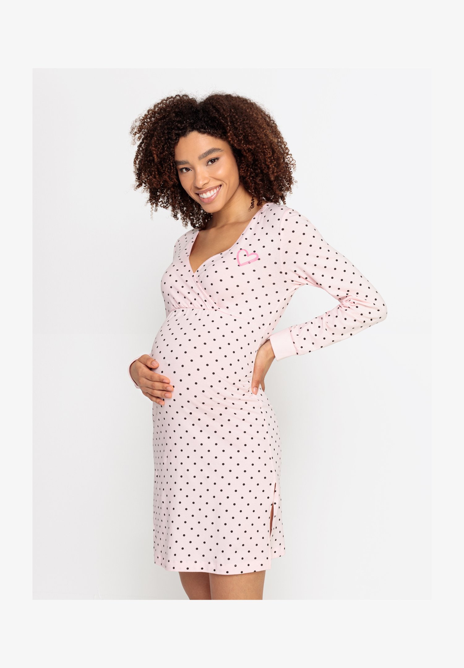 Camicia Da Notte Blu Con Pois Bianchi, Modello Classico Con Bottone - Perfetta Per Un Look Comodo E Romantico