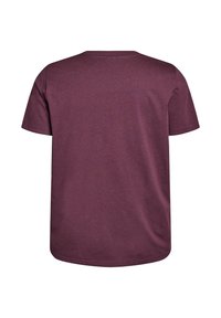 Kurzärmliges T-Shirt in tiefem Mahagoni, aus glatter Baumwolle, mit einem klassischen Rundhalsausschnitt und einer lockeren Passform mit geradem Saum.