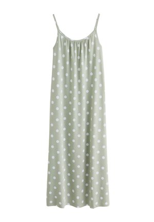 Next, REGULAR FIT - MAXI LENGTH TRAPEZE SHAPE RUCHED NECKLINE THIN VEST STRAP DRESS  . - Maxikjoler - sage green polka dot