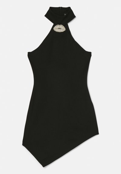 David Koma CRYSTAL LIP HALTER NECK MINI DRESS - Φόρεμα από ζέρσεϊ - black/silver