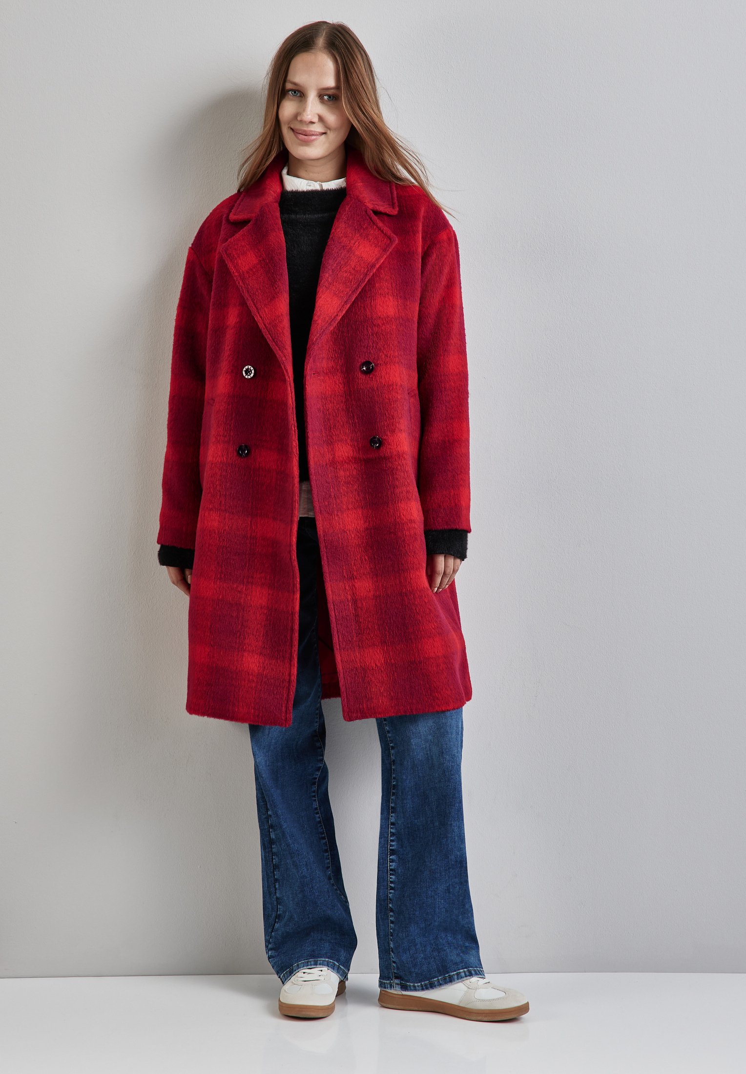 Kurzmantel Roter Mantel Damen Kurzmantel Trench Mantel Damen - Main Image