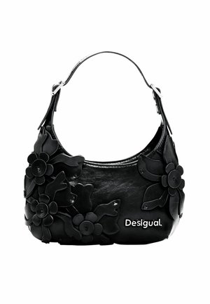 SMALL FLORAL APPLIQUÉ - Käekott - black