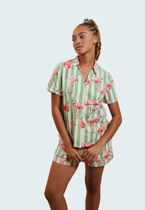 Chelsea Peers FLAMINGO STRIPE PRINT SET - Pyjamas - green