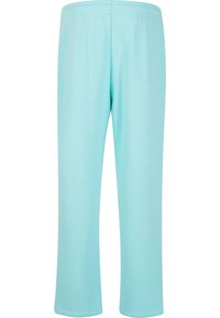 Light blue straight-leg sweatpants with elastic waistband, designed for casual wear.