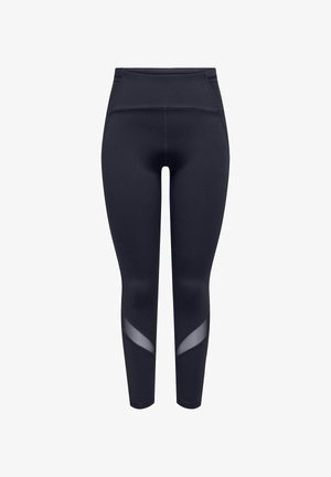 Fekete sportleggings, magas derékkal, oldalsó hálós panelek és rugalmas, sima anyag jellemzi a kényelmes viselet érdekében.