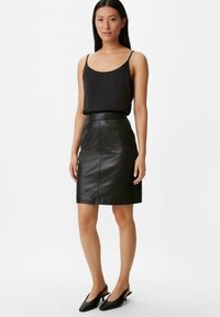 comma ECHTEM Gonna di pelle schwarz/nero Zalando
