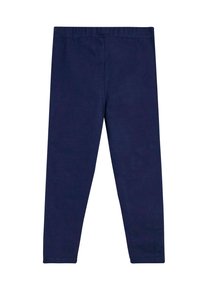 Leggings blu navy realizzati in cotone. Presentano una vita elastica, design a lunghezza completa e una superficie liscia senza pattern o hardware.