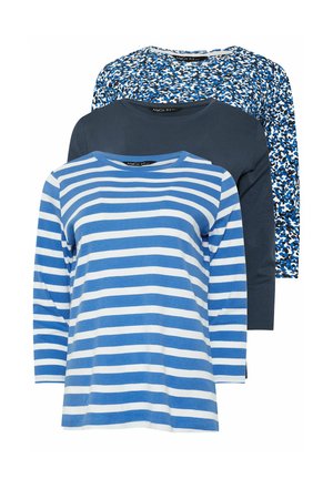 3 PACK STRIPE  ANIMAL PRINT CREW NECK - Langarmshirt - blue