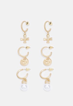 CROSS DROP EARRINGS SET 3 PACK UNISEX - Brincos - gold-coloured