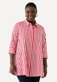 Ulla Popken STREIFEN GODETFALTEN HEMDKRAGEN 3/4-ARM - Camicia - red