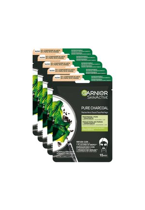 GARNIER MASCHERA IN TESSUTO PURE CHARCOAL, IDRATANTE PER PELLI NORMALI O MISTE, 32 ML - 5 PACK - Maschera viso - trasparente