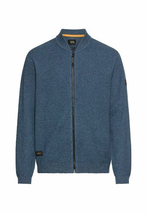 camel active, STRICKJACKE MIT BOMBERKRAGEN - Strickjacke - tinted blue