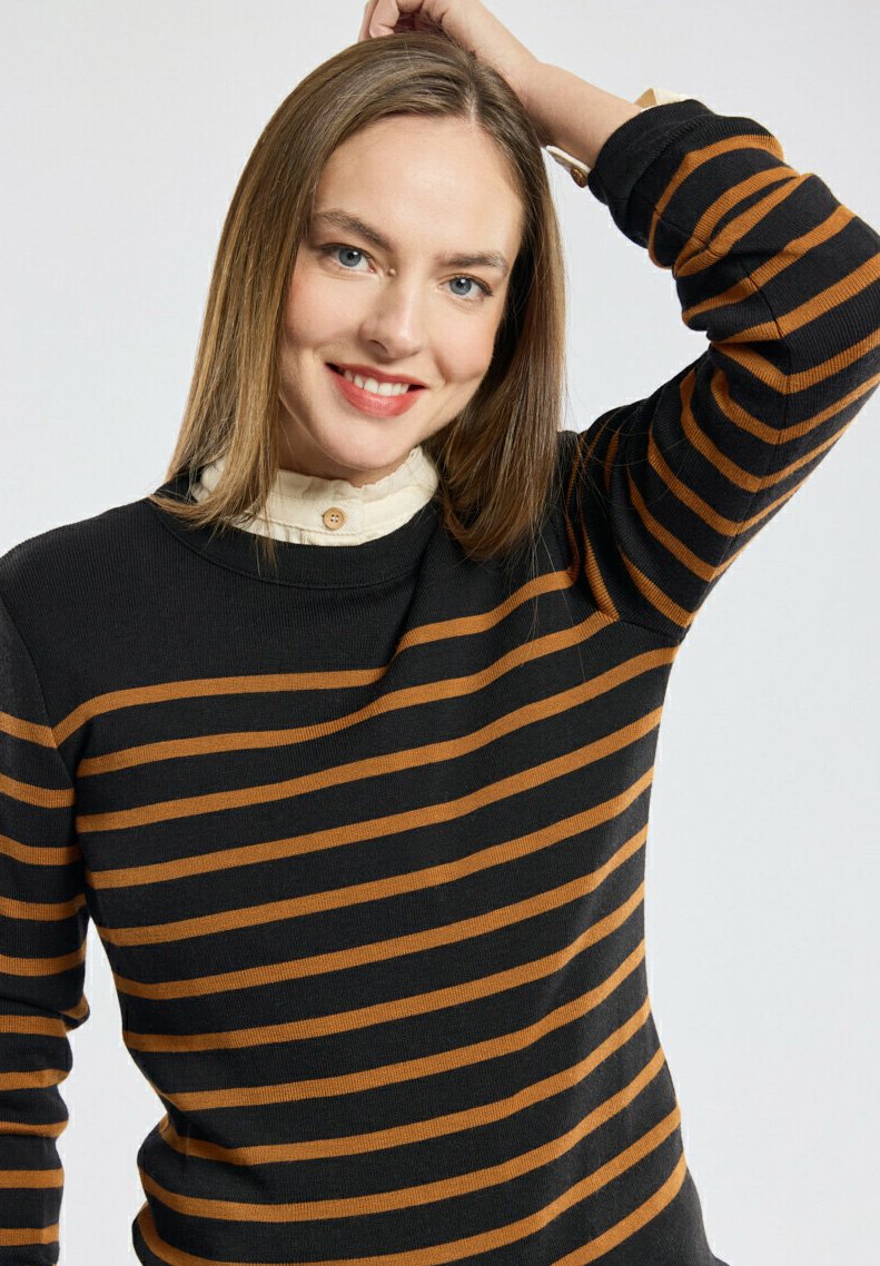 Armor lux Trui noir/caramel café/zwart