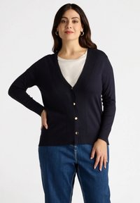 CON SCOLLO V - Cardigan - blu