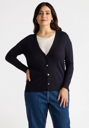 CON SCOLLO V - Cardigan - blu