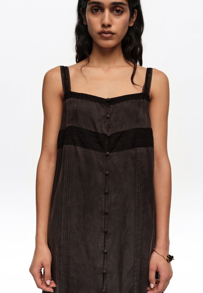 bimba y lola black dress Day Women Long Sleeve Pleated ULTIMAS UNIDADES OTOÑO INVIERNO Style:Black Midi dress Sarong Cotton