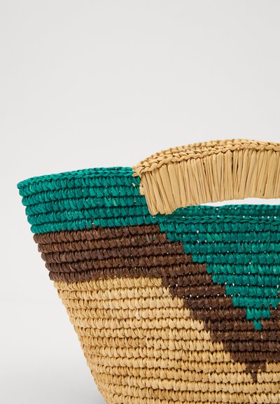 Sensi Studio GEOMETRIC MINI - Kabelka - beige/chocolate/turquoise