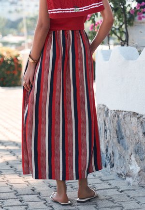 Next, REGULAR FIT - BUTTON FRONT MAXI SKIRT . - Jupe longue - red navy blue stripe