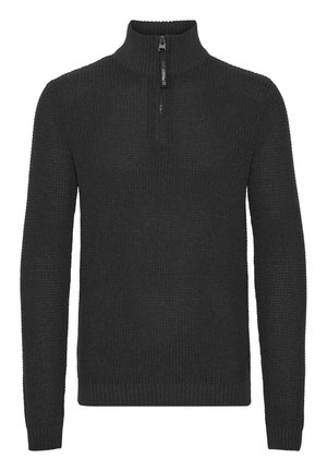 Felpa nera con zip, caratterizzata da un motivo a maglia texturizzato, colletto alto e polsini e fondo a costine. Presenta una zip frontale con tirazip marchiato.