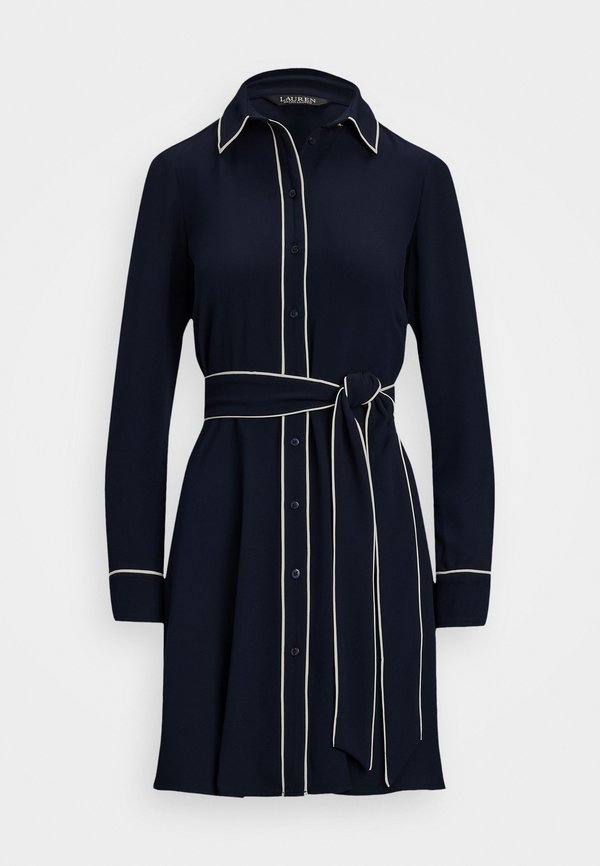 TWO TONE BELTED GEORGETTE SHIRT DRESS - Shirt dress2