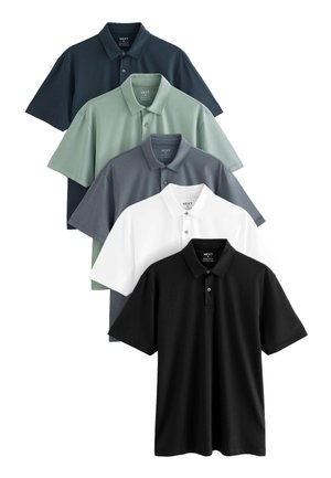 Next 5 PACK STANDARD - Bluză polo - navy brown grey white sage green