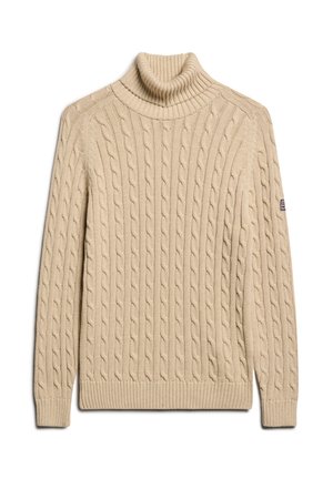 Superdry & Co SLOUCHY CABLE ROLL NECK - Trui - winter taupe twist
