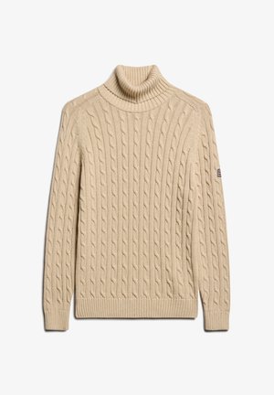 Superdry & Co SLOUCHY CABLE ROLL NECK - Jumper - winter taupe twist