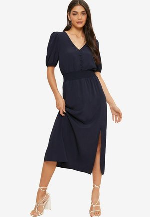 Friends Like These PUFF SLEEVE V NECK MIDI  - REGULAR FIT - Denní šaty - navy