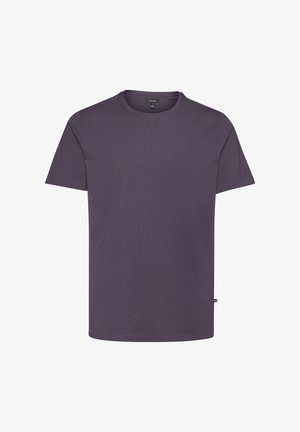 Violet medvilnės marškinėliai su apvalia kaklo iškirpte, trumpomis rankovėmis ir tiesiu apvadu. Audinys turi lygią tekstūrą su minimaliais siuvimo detalėmis.