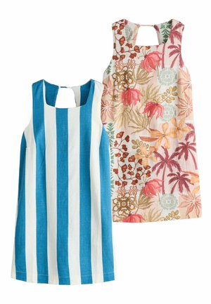 REGULAR FIT - SQUARE NECK MINI WITH - Kasdienė suknelė - multi palm print   blue stripe
