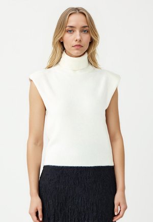 REGULAR FIT POLO NECK SWEATER - T-Shirt basic - ecru
