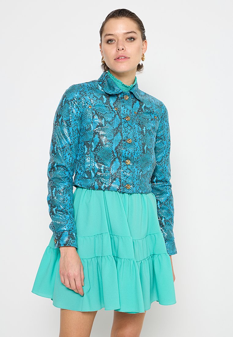 Versace Jeans Couture Imitatieleren jas turquoise Versace Jeans Couture Imitatieleren jas turquoise