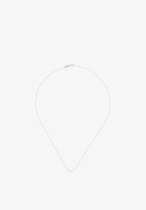 Dünne Halskette in Silberoptik mit Tropfenform und einfachem Verschluss. Verfügt über eine glatte Textur, ideal zum Kombinieren mit anderen Schmuckstücken.