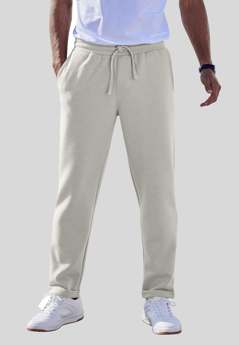 Hellgraue Jogginghosen aus weichem Stoff, mit einem elastischen Bund und Kordelzug, seitlichen Taschen und einem schmalen Bein-Design.