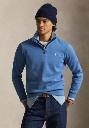 DOUBLE-KNIT QUARTER-ZIP PULLOVER - Sweatshirt - delta blue