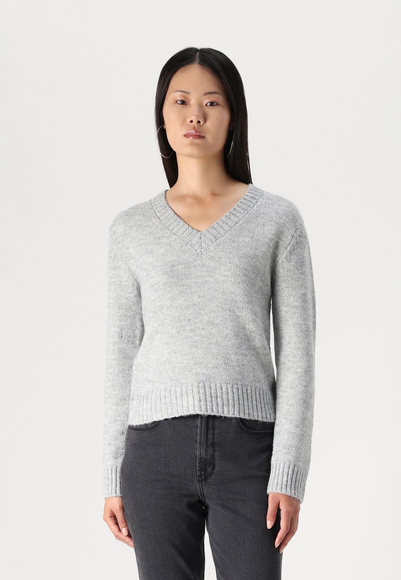Gina Tricot V NECK SWEATER - Pullover - grey