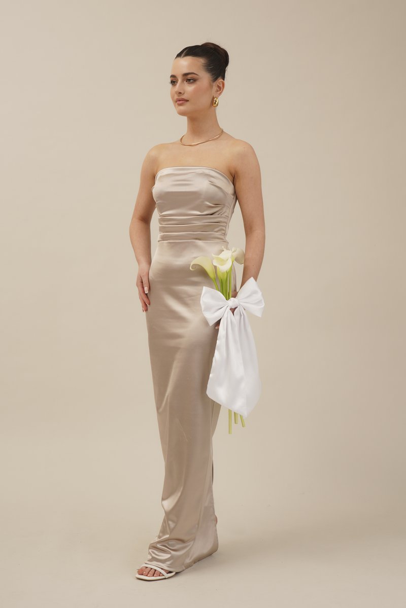 sachin and babi light blue dress Hivera Twist-Back Boat-Neck Maxi Dress in Champagne main image 1