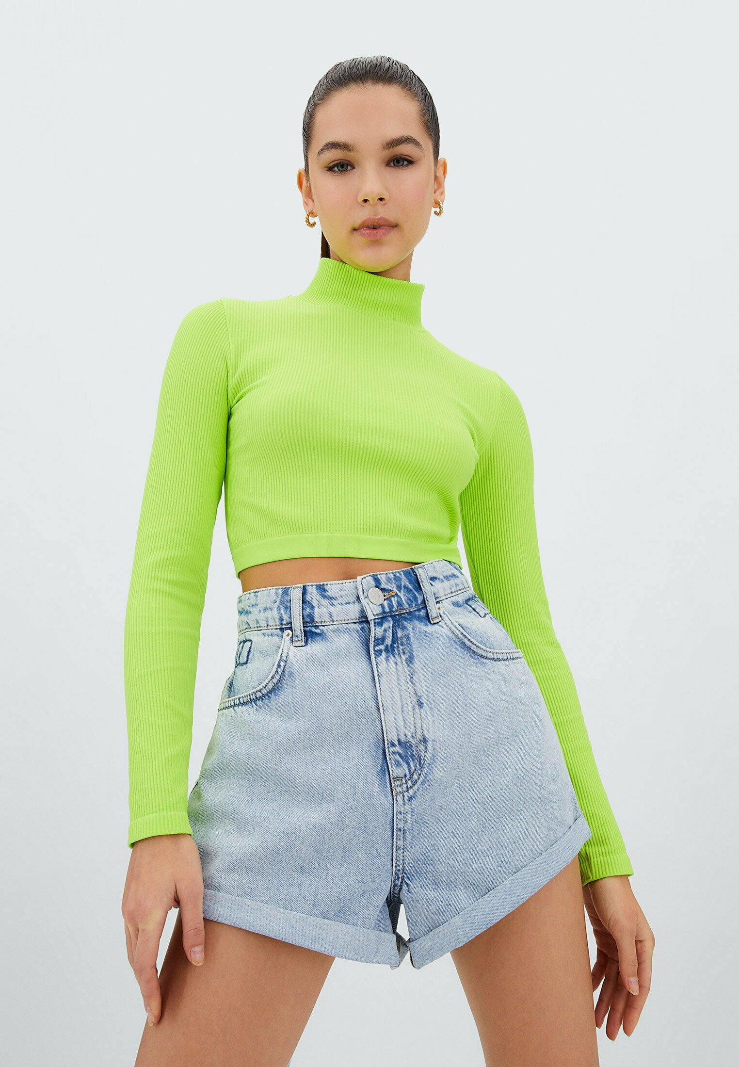 Stradivarius BALLOON - Denim shorts - light blue denim/light-blue denim -  Zalando.de