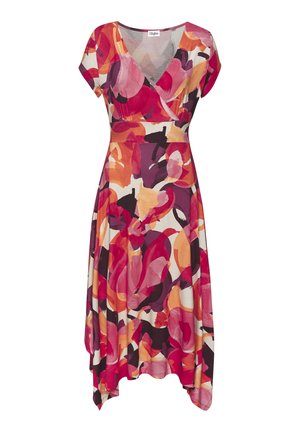 Day dress - rot lila pink bedruckt