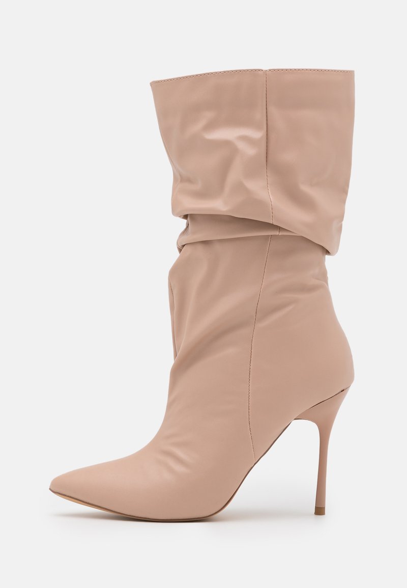 Missguided Thin Heel Ruched Boot High Heeled Boots Nude Zalando Co Uk