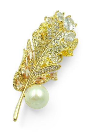 Broche - gold-coloured gelb  weiss