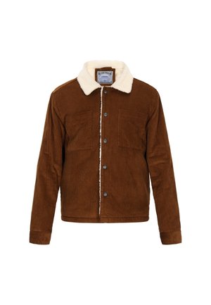 Pruunist korduroist jakk kreemja vale sünteetilise karvaga kraega, kahe rinna tasku ja ees nupuga kinnitusega. Omab tekstuurset kangast.