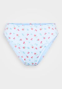 Curvy High-Leg High-Waist Ribbed Cheeky Bikini Bottom - Bas de bikini - light blue/white
