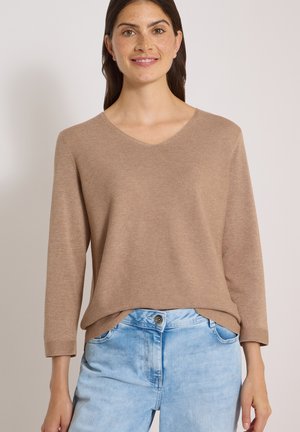 Cecil, 3/4-ARM PULLOVER MIT V-NECK UND STRUKTURFRONT - Pullover - creamy mocha melange